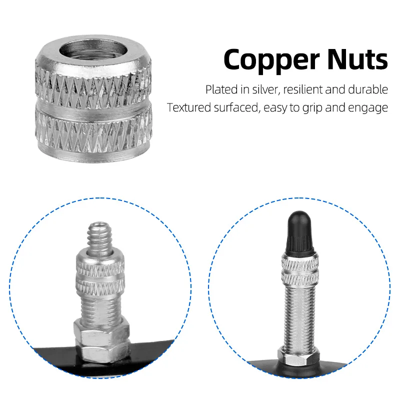 2/5PCS Inserti per Valvola Dunlop Dadi di Rame In Lega di Zinco Della Bicicletta Woods Blitz Tubo Ugello D/V Nucleo di Ricambio W/Tubo Extra