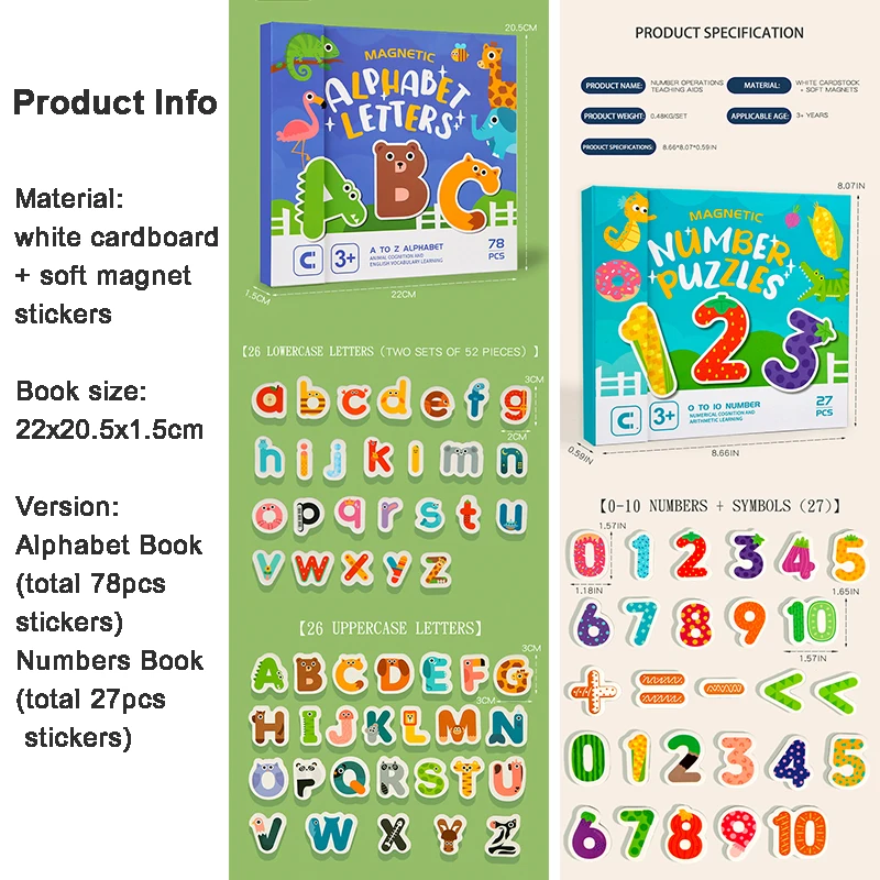 Kids English Magnetic Letters Card Toddlers Quiet Book Math Arithmetic Montessori Educational Toys Baby Early Learning Math Toys