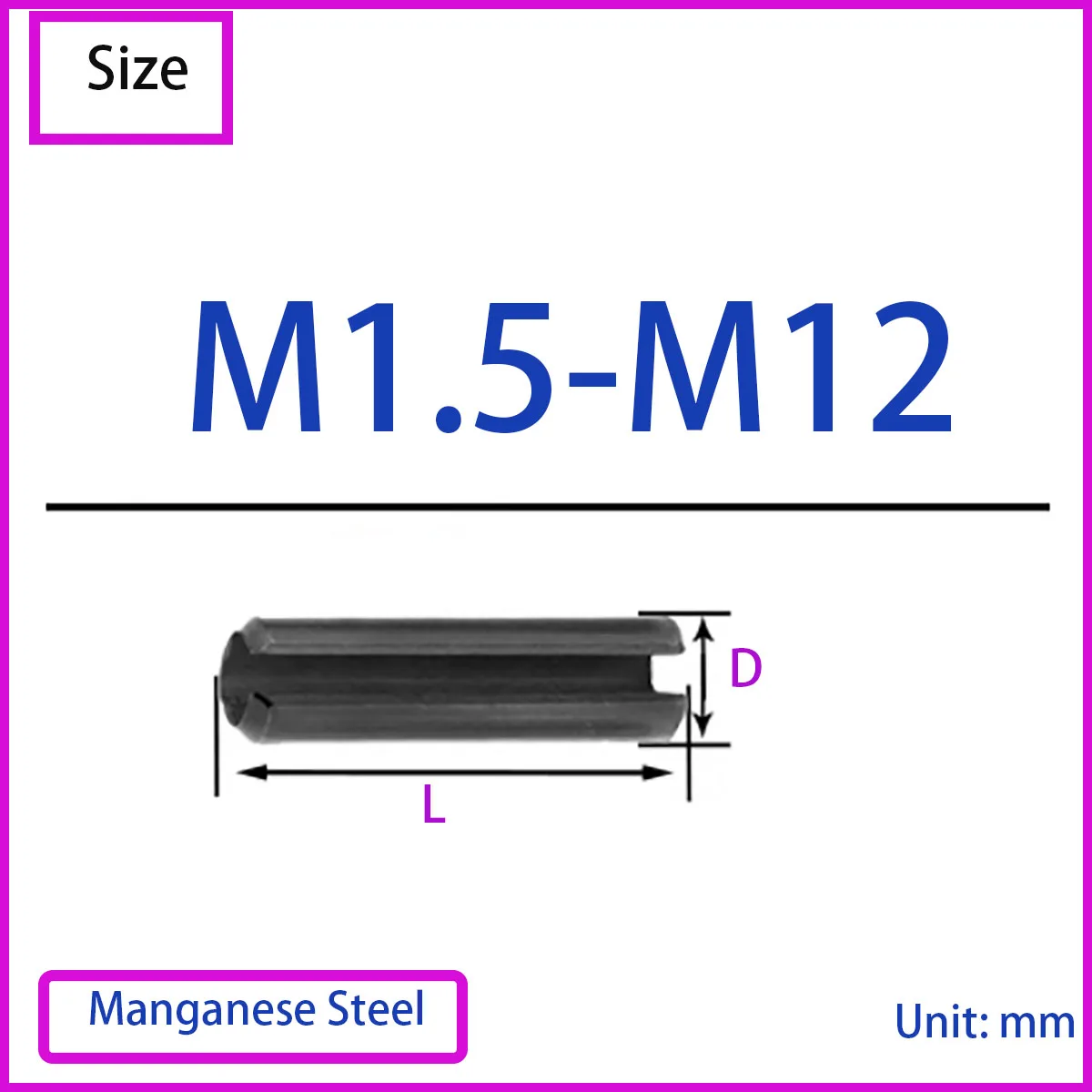 Open Mouth Pin  M1.5-M12 Black Manganese Steel Cylindrical Hollow Pin - Industrial Fastener for Machinery Repair Hardware Parts