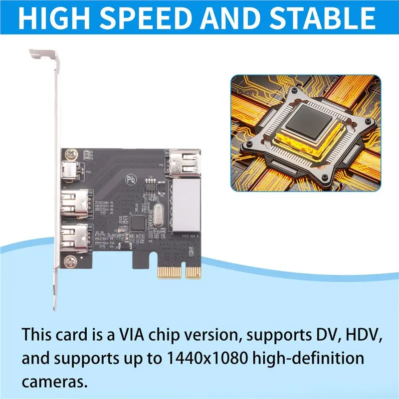 AT82-PCI-E 1X 1394 4 Port DV HD Video Capture Card Firewire Card 800/400/200/100Mbps Supports Hot-Swapping For Desktop