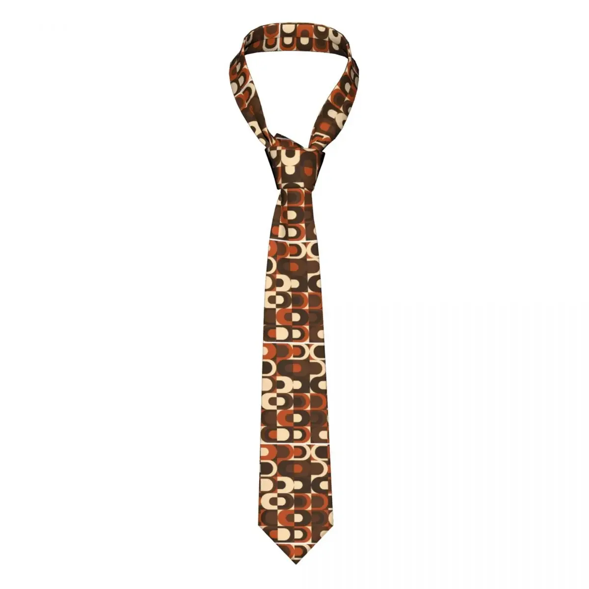 

Fashion 70s Pattern Retro Inustrial In Orange And Dark Brown Neck Ties for Business Personalized Mens Modern Geometric Neckties