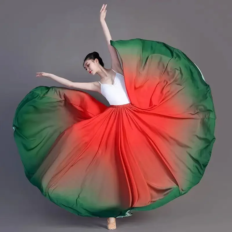 Falda degradada de Flamenco para mujer, prenda de baile clásico, actuación en escenario, práctica, 360-720 grados