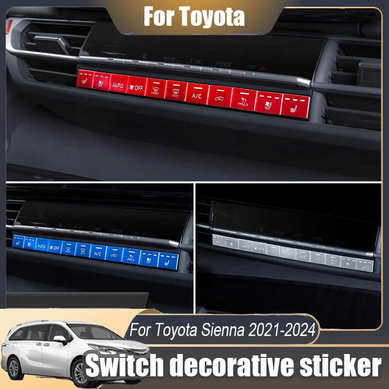 

Для Toyota Sienna 2021 2022 2023 2024, алюминиевый сплав, приборная панель, центральная кнопка управления, наклейки, кнопка переключения, наклейка