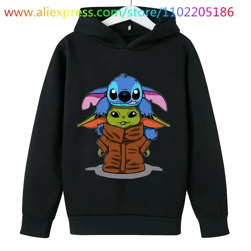 New Disney Baby Girls Boy Cartoon Yoda Hoodies Sweatshirt Clothes Kids Spring Hoodies  Coat Child Tops Clothing 3-14year