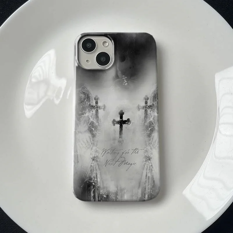 Cross Dream Art iPhone13 Case iPhone11 Straight edge iPhone14 Drop resistant iPhone15Pro Minimalist iPhone12 Soft