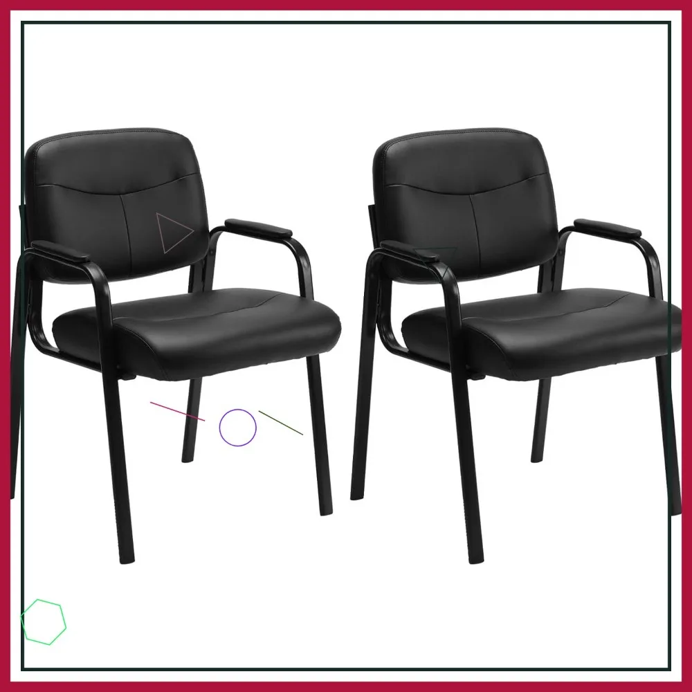 Comfortable Office Guest Chairs Set of 2, No Wheels, Padded Arms for Waiting Room and Conference Use