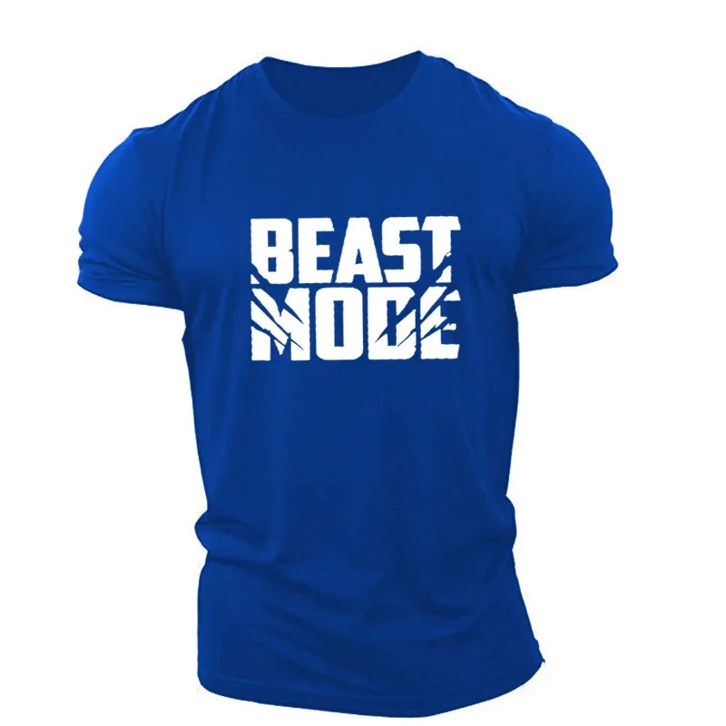 Beast Mode-camisetas informales con estampado de letras para hombre, ropa de manga corta para entrenamiento deportivo, gimnasio, talla grande 6XL