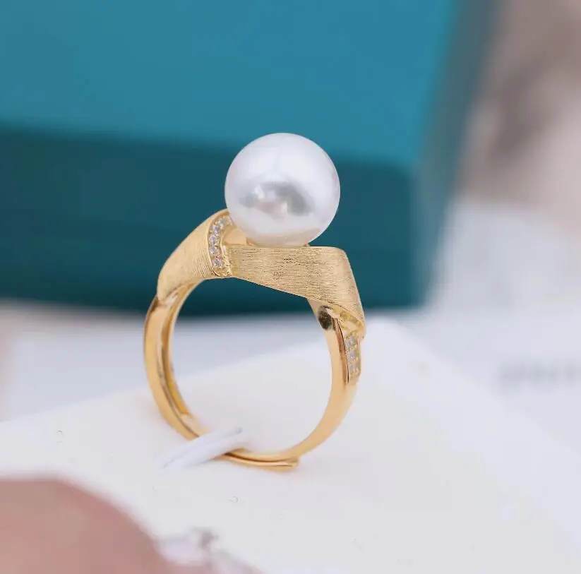 gorgeous 10-11mm south sea round white pearl ring 925s