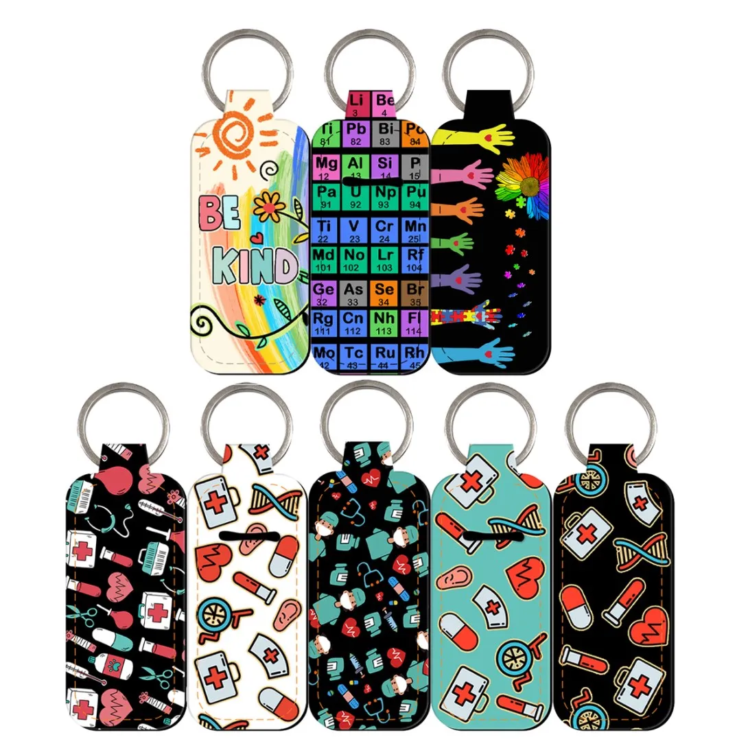 Medical Nurse Doctor Clip on Lipstick Holder Keychain Case Small Portable Keyring Strap Fashion KeyChain Bag Travel Accessories