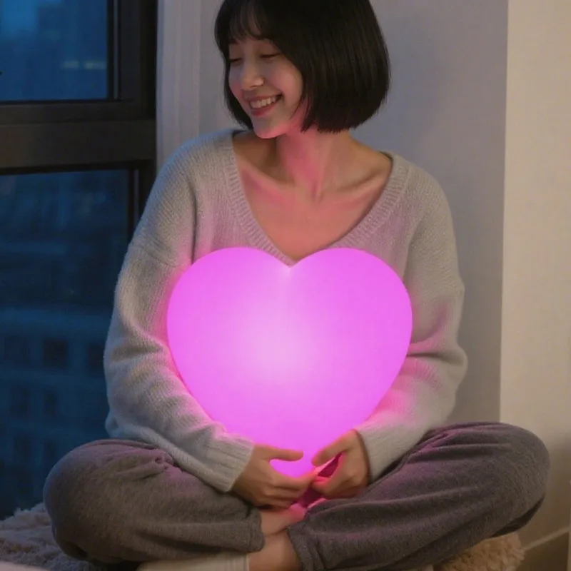 Wholesale Qixi Heart Night Light, Creative Room Romantic Atmosphere Lamp, Valentine's Day Heart-shaped Bedside Lamp Prop