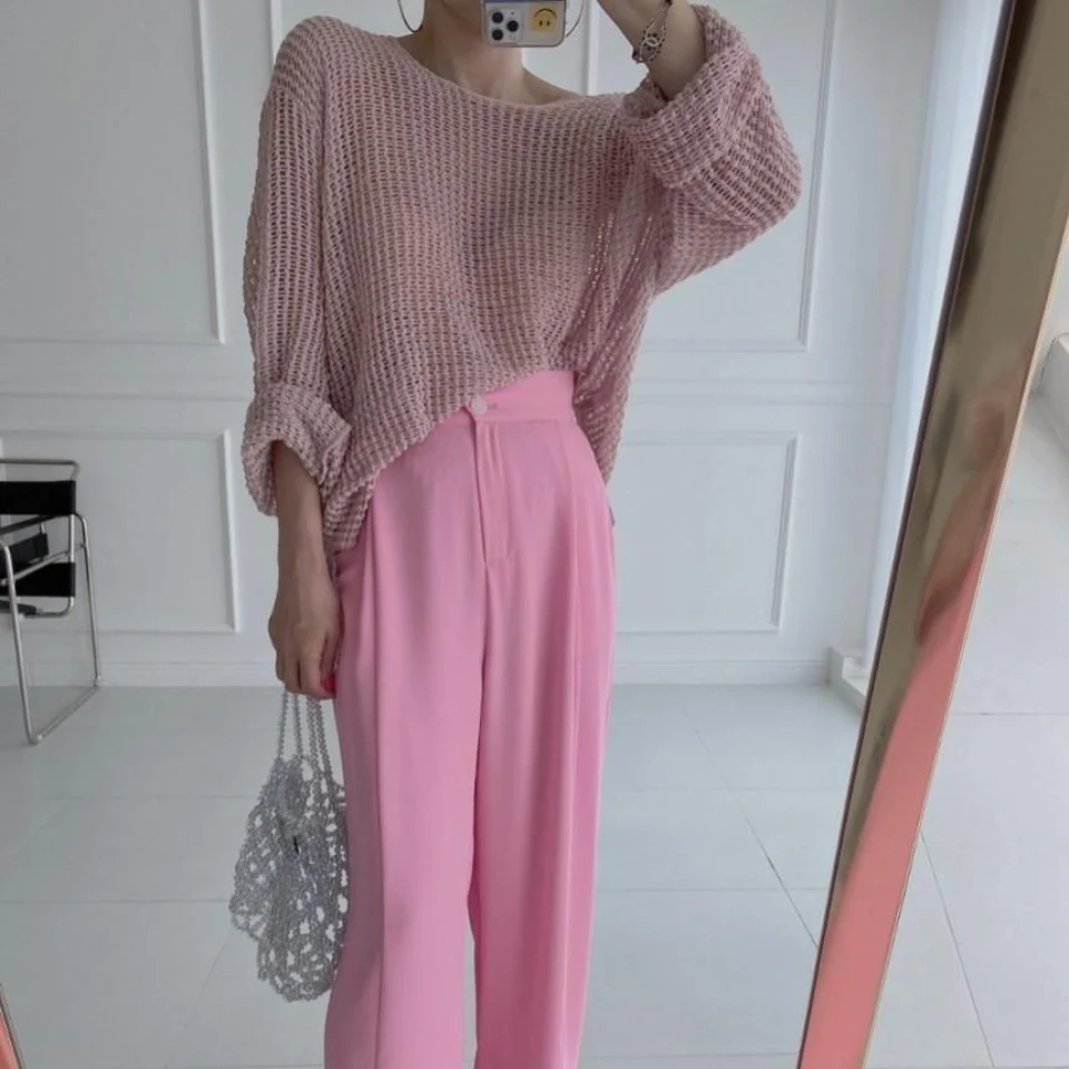 Pullovers Women Long Sleeve Thin Summer Sun-proof Loose Solid Elegant All-match Females Design Fashion Leisure Свитер Женский