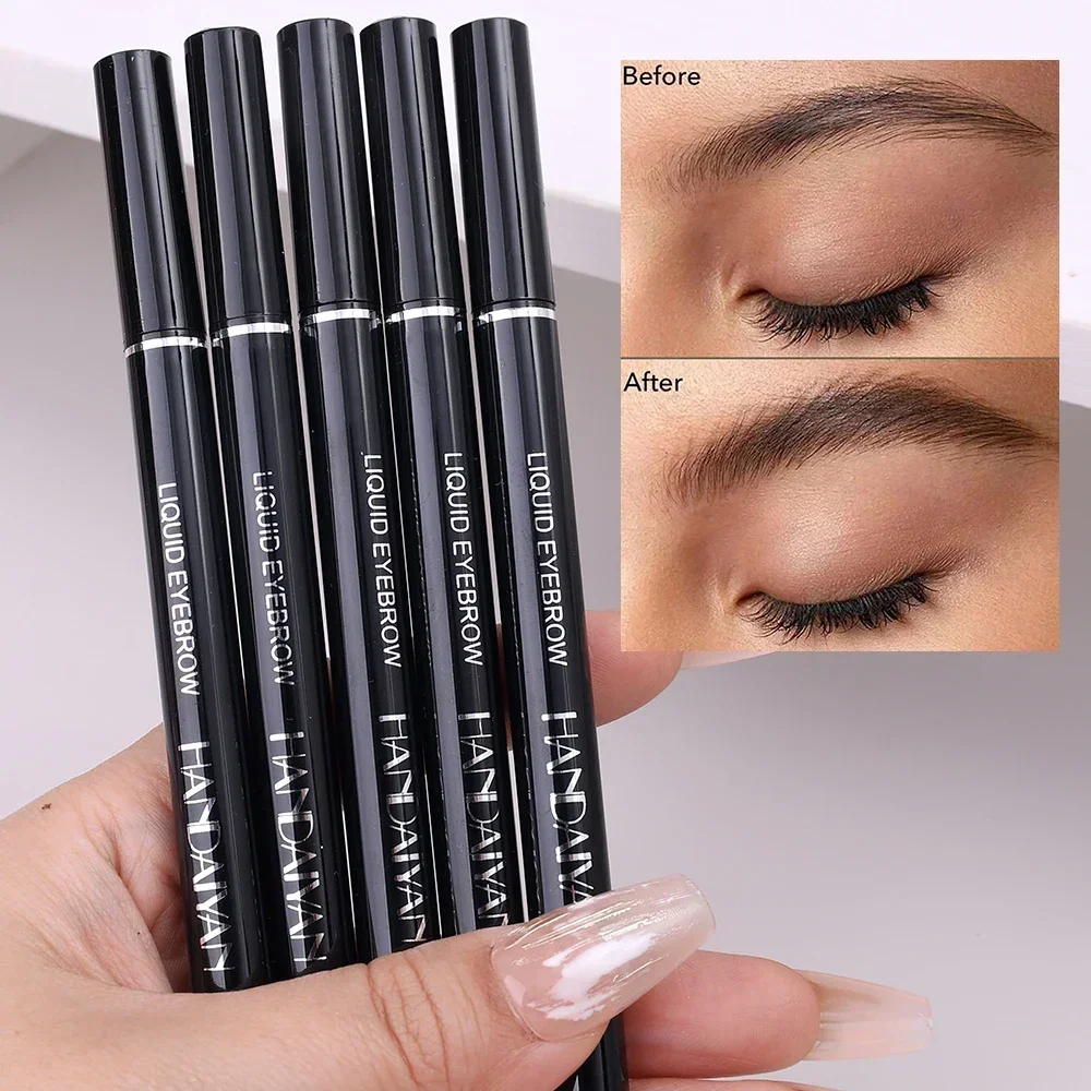 2 in 1 Liquid Eyebrow Eyeliner Pencil Waterproof Easy To Color Colorfast Ultra Thin Liquid Eyebrow Pen Korean Makeup Cosmetics