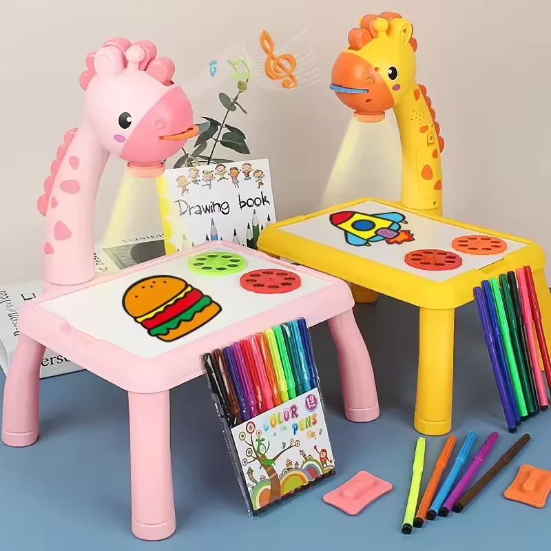 Proyector de dibujo para niños, mini tablero de escritura multifuncional, juguetes educativos para aprender a dibujar, juguete Ideal para más de 3 niñas y niños