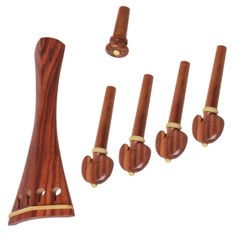 

AS98-3Pcs 4/4 Violin Kit Full Size Violin Accessories Rosewood Violin Peg Tailpiece Chin Rest End Pin (4/4)