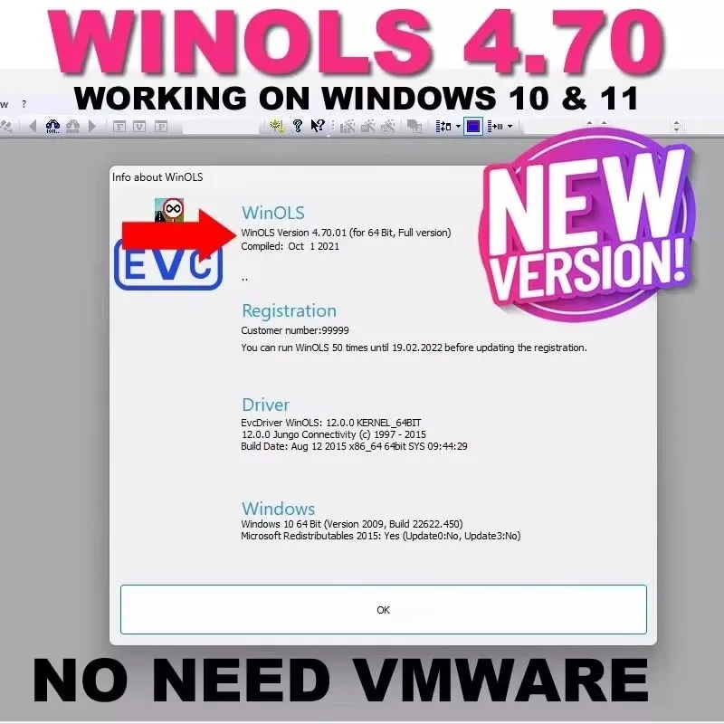 Winols-herramienta immo activada completamente, dispositivo con Windows 7, 10, 11, sin necesidad de Vmware, multiidioma, 4,7 Dam