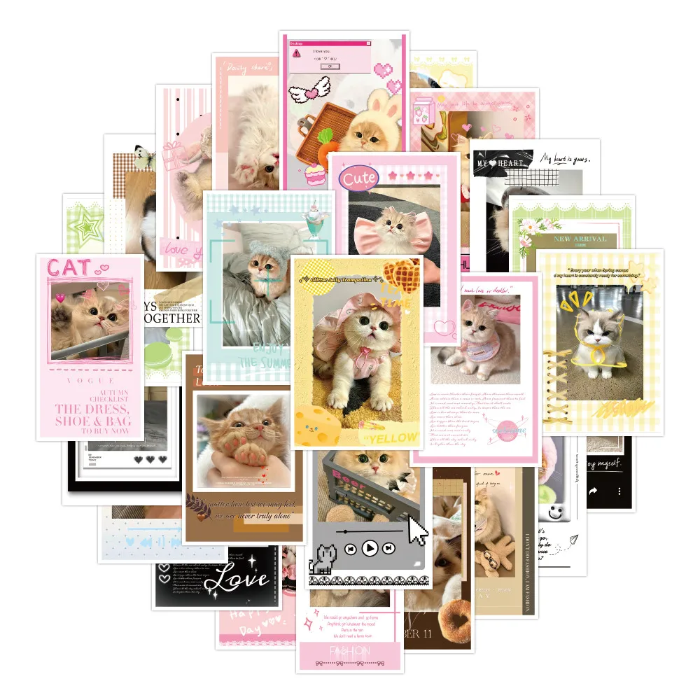 30-Piece Cat Stickers - Cute Decorative Decals for Phone Cases, Notebooks & Backpacks Golden Memory Stickers Store