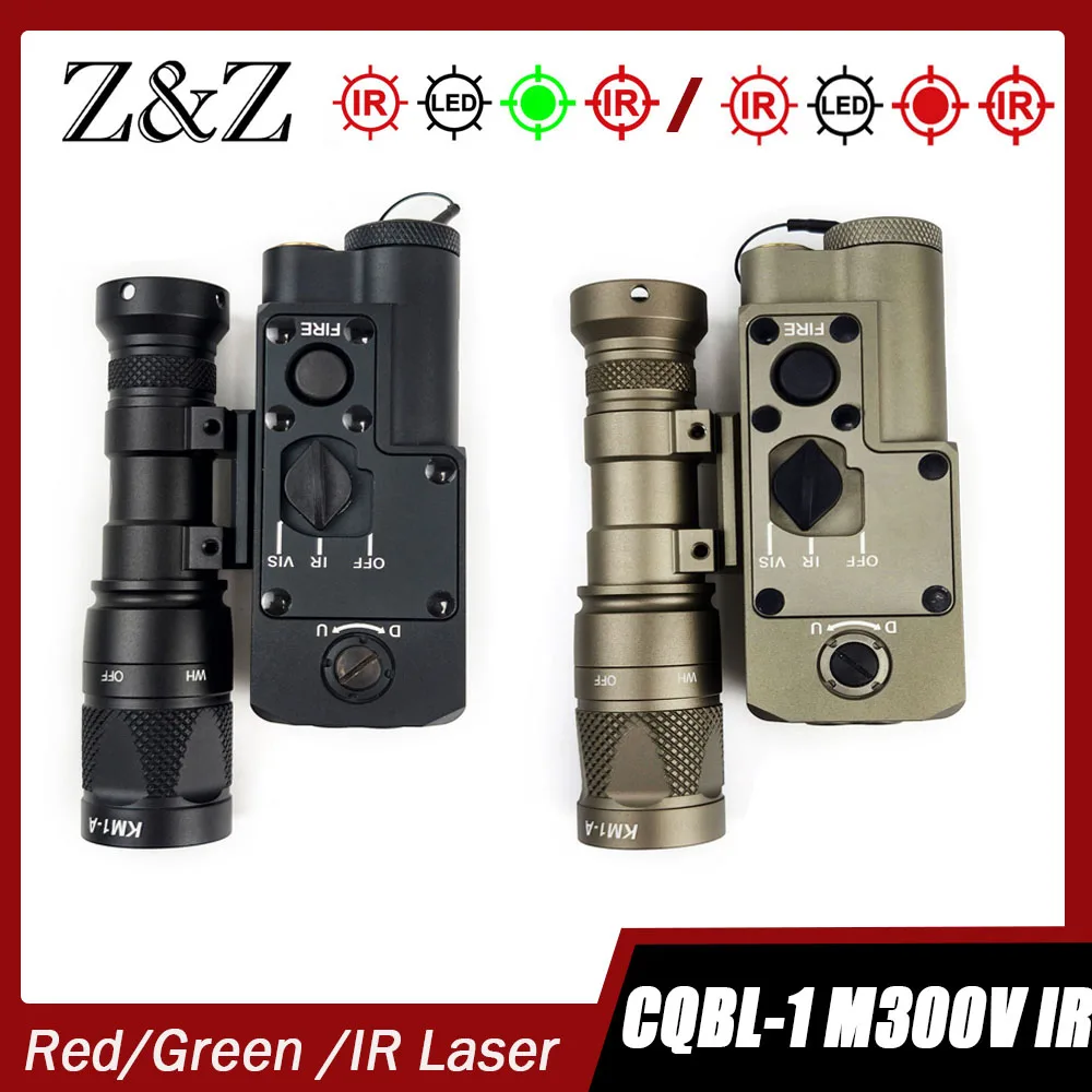 

Metal CQBL-1 Laser Red/Green Dot Laser+IR Laser Indicator Sight For Hunting 20MM Rail / M300V IR Lighting LED White Flashlight
