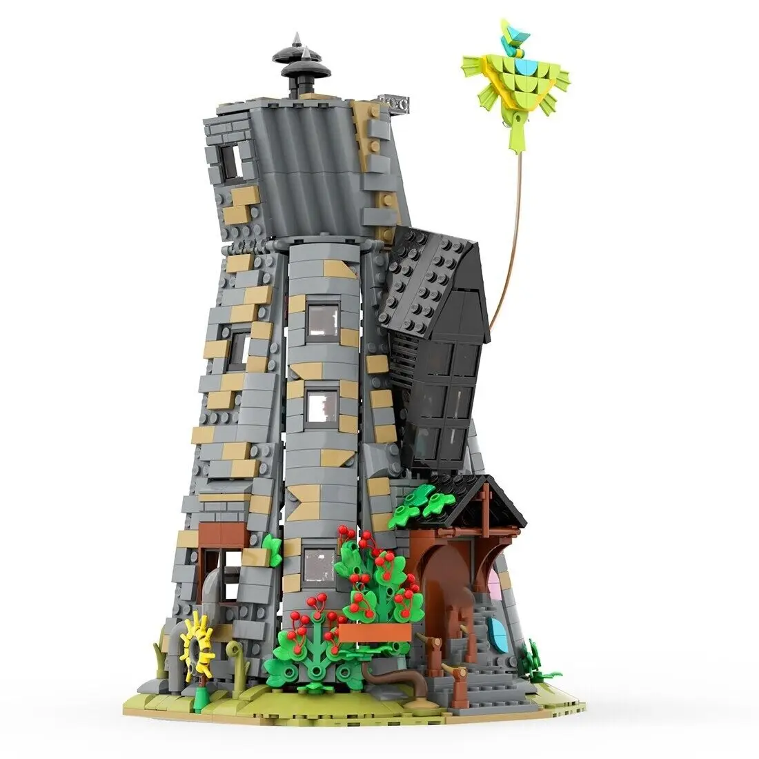 Forest Magic House Black-coloured Cylindrical House Model 1179 Pieces MOC