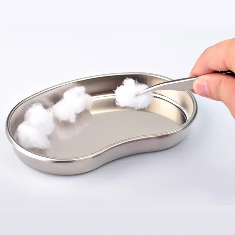 Medical Dental Stainless Steel Kidney Shaped Tray, Sterilized Container Jar Pot Tweezers Tattoo Surgical Cosmetic Supplies