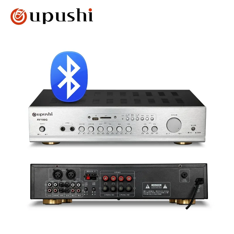 Oupushi-AMPLIFICADOR ESTÉREO Hi-Fi AV180G, receptor de Audio de potencia de sonido de doble canal, Bluetooth, altavoz doméstico y teatro