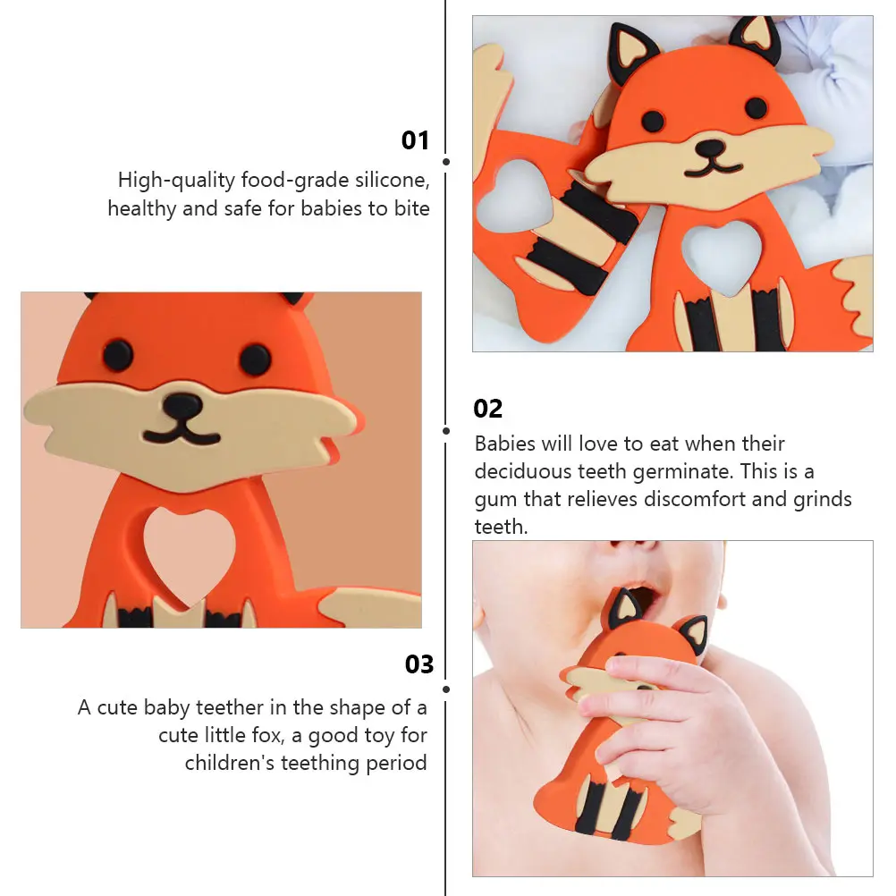 

1pc Lovely Teether Silicone Infant Chewing Soother Durable Teeth Grinding For Babies Animal Shaped Teething Molar