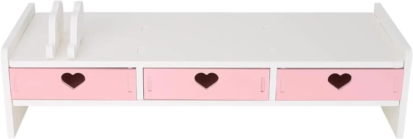 Cute Monitor Stand Kawaii Desk Organizer Cute Desk Organizer with Drawers Monitor Riser Computer Stand