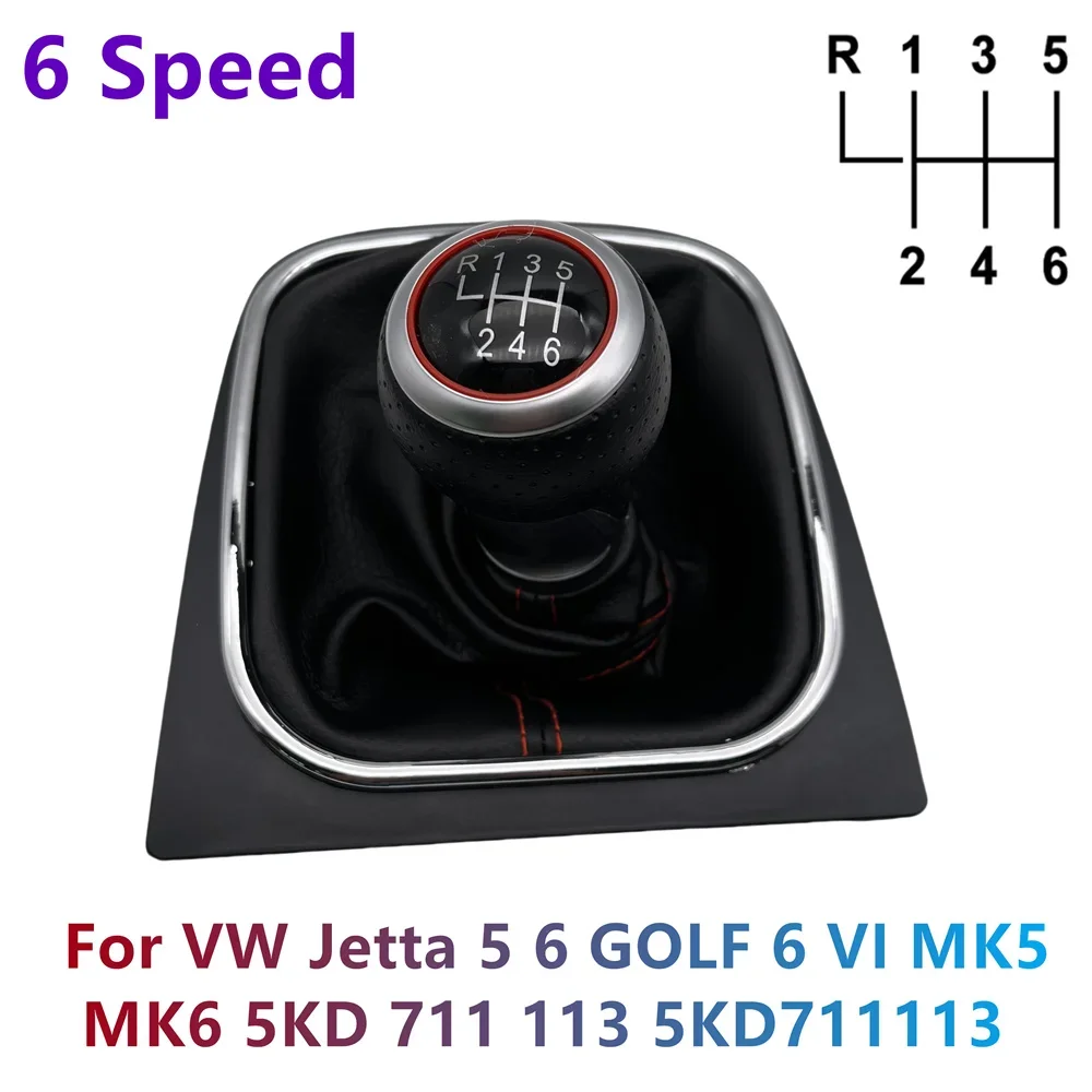 5 / 6 Speed Car Manual New Gear Shift Knob With Boot CoverFor VW Jetta 5 6 GOLF 6 VI MK5 MK6 5KD 711 113 5KD711113 Auto Parts