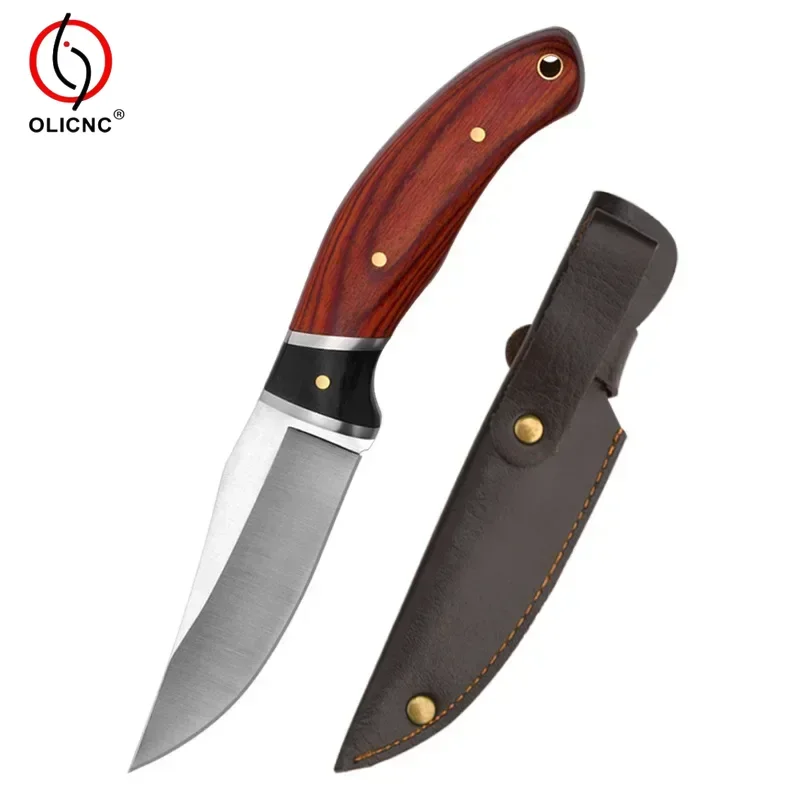 Cuchillo de cocina portátil para acampar, mango de madera, acero inoxidable, afilado para el hogar, bolsillo, barbacoa, cuchillo para carne
