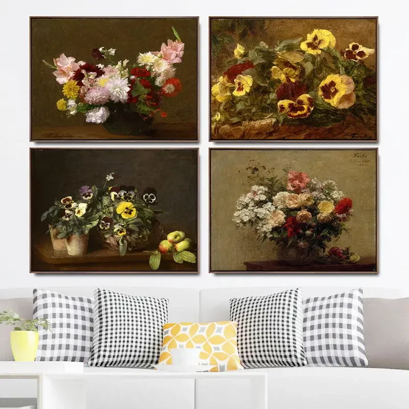 Funding Vintage Wall Art France Henri Fontaine Latour Flower 2 HD Canvas Print Poster Home Living Room Bedroom Decoration