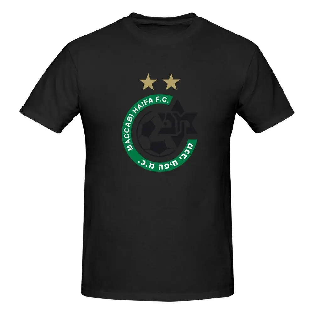 Men T-Shirts Maccabi Haifa Pattern Premium Cotton Tee Shirt Black Fashionable T Shirts Clothes Summer Soft Short Sleeved T-shirt