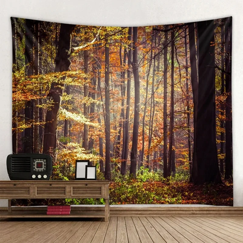 River waterfall tapestry bohemian forest print hanging cloth living room bedroom home decoration background cloth