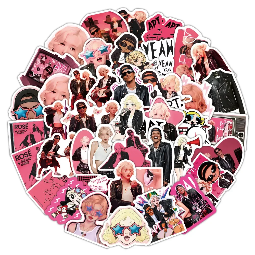 

50PCS /Pack APT. Stickers ROSÉ Bruno Mars Sticker Song Graffiti DIY Scrapbook Luggage Laptop Guitar Car Bike Decals Fans Gift