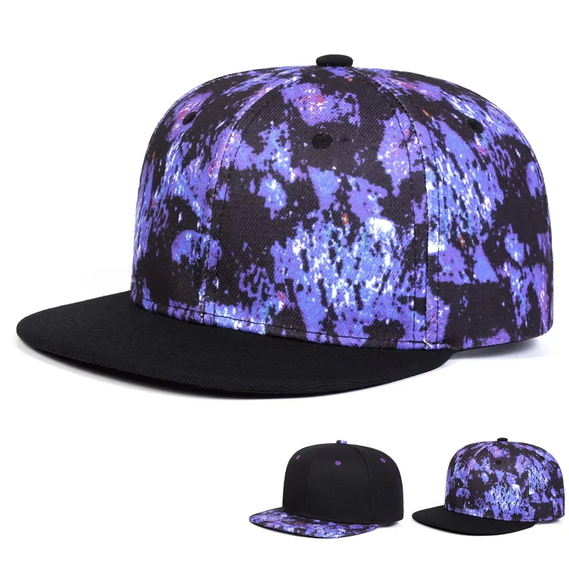 Unisex Purple Starry Sky Printing Baseball Caps Spring Autumn Outdoor Adjustable Casual Cap Hip-hop Hats Sunscreen Hat