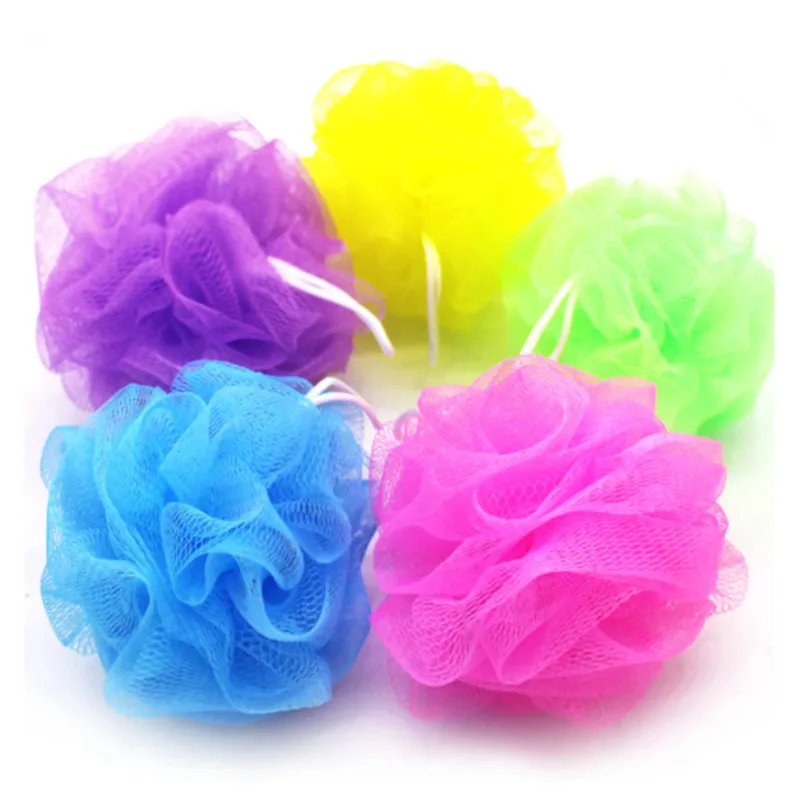 5pcs/bag Colorful Bath Shower Soap Bubble Body Wash Exfoliate Scrub Puff Sponge Mesh Net Ball Soft Color Random