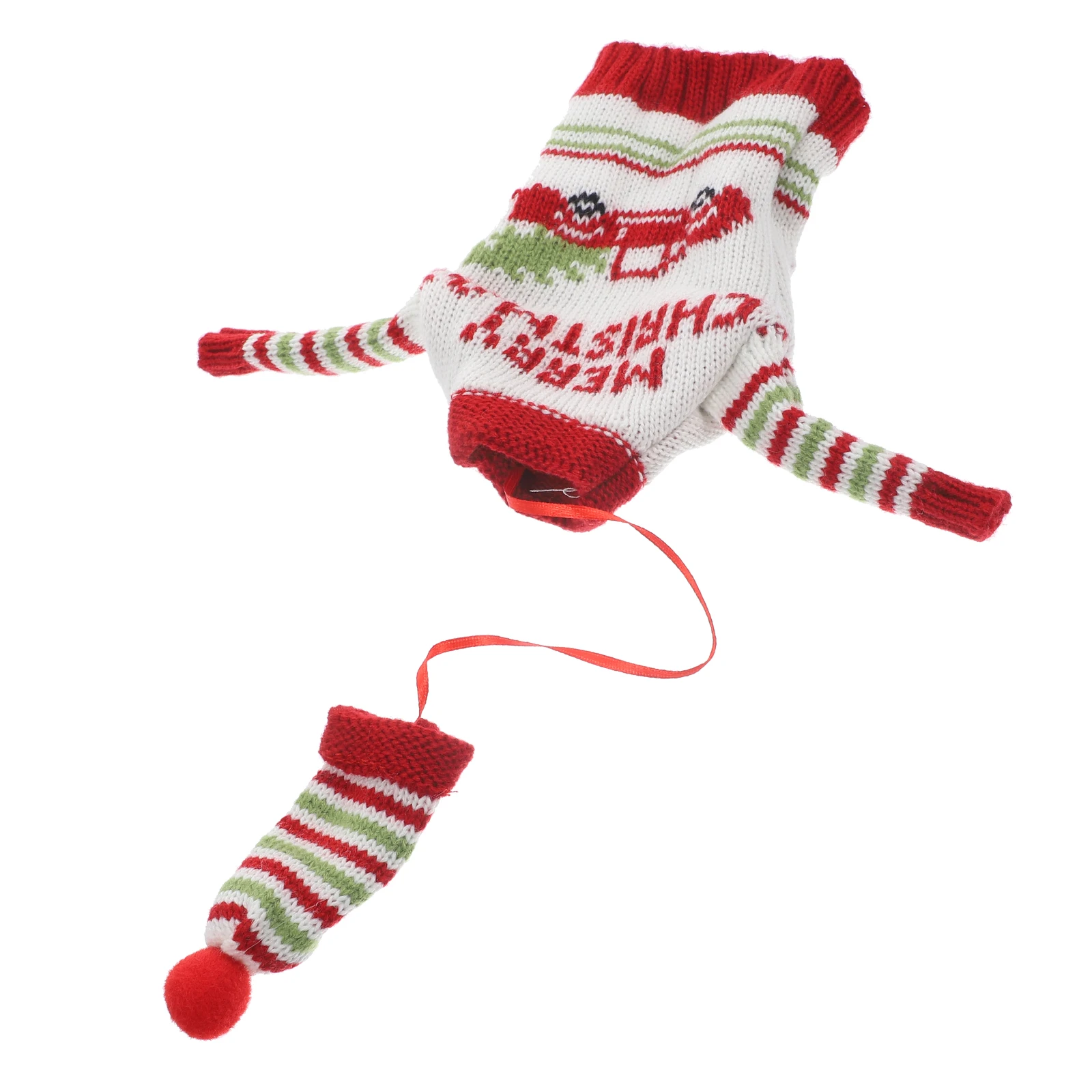 

1 set Bottle Cover Christmas Decorative Cloth Hat for Restaurant Party Reusable Knitted Accessory Xmas Decors