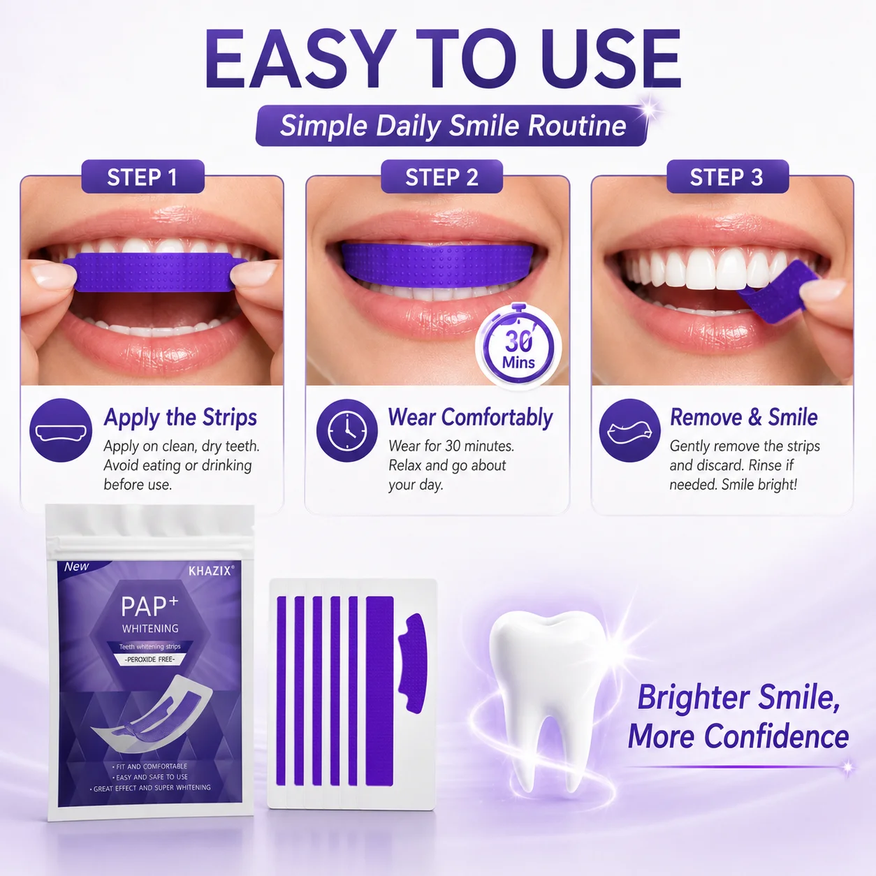 7pcs Dental Care Strips Oral Hygiene Teeth Patch Fresh Breath Mouth Cleaning Strips for Daily Use view 5