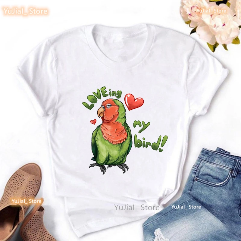 Cockatiel Parrot Print Tshirt Women Clothes 2024 Breed Of Bird T Shirt Girls Harajuku Kawaii Short Sleeve T-Shirt Female Tops