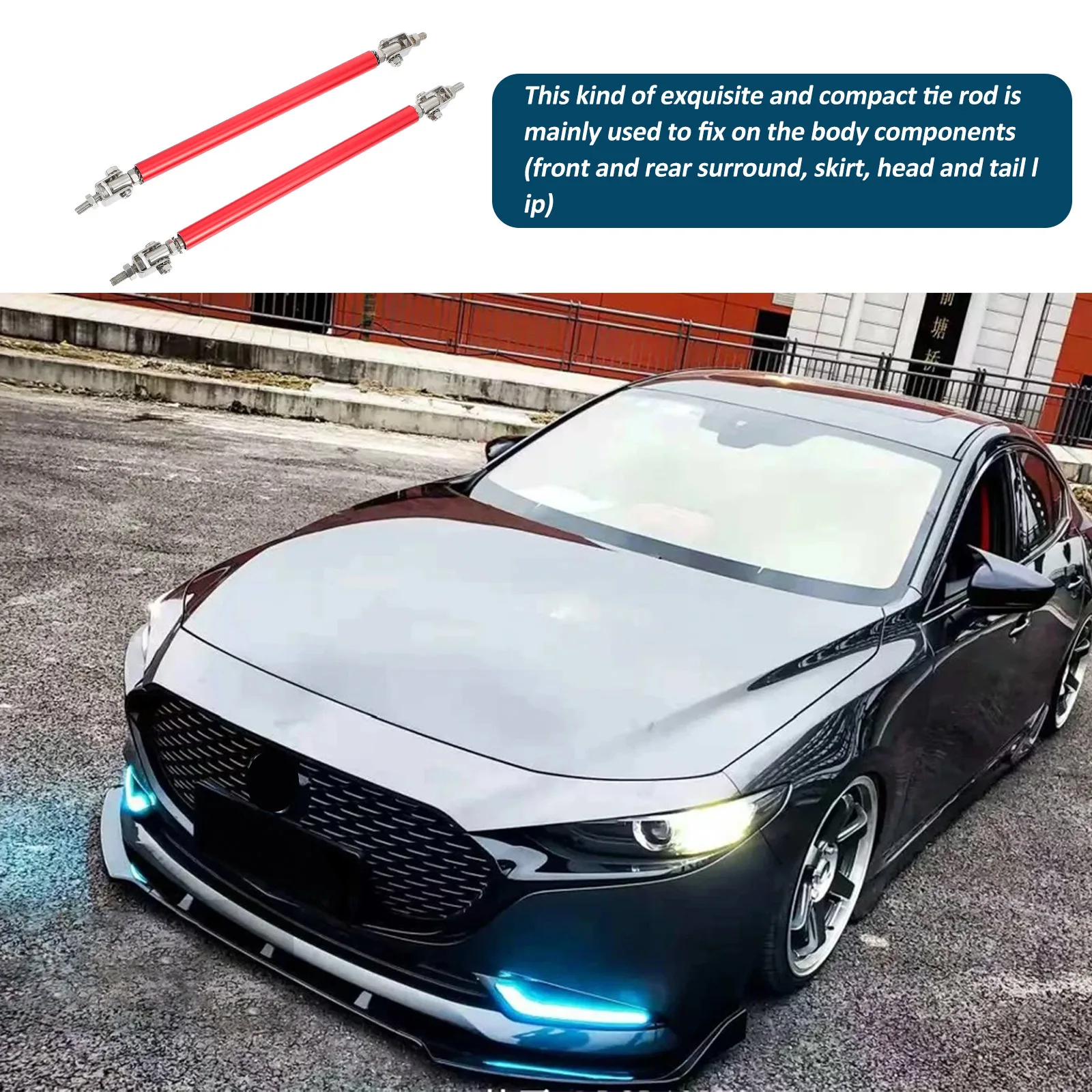 

2pcs Car Lip Support Bars Adjustable Stainless Steel Front Bumper Lip Splitter For Universal Fitment Durable Front Bumper