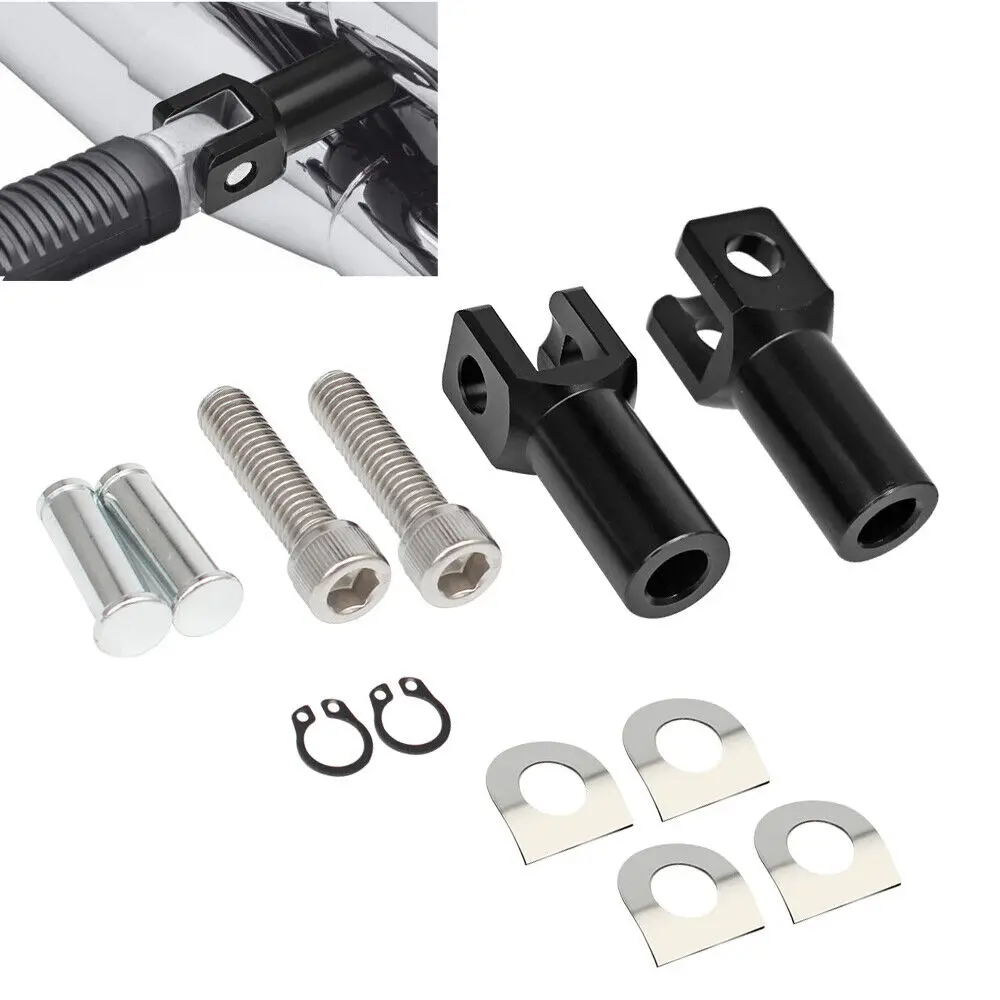 Motorcycle Black Rear Passenger Foot Peg Supports Mounts Clevis For 2000-2006 Harley Softail Fatboy Heritage FXST