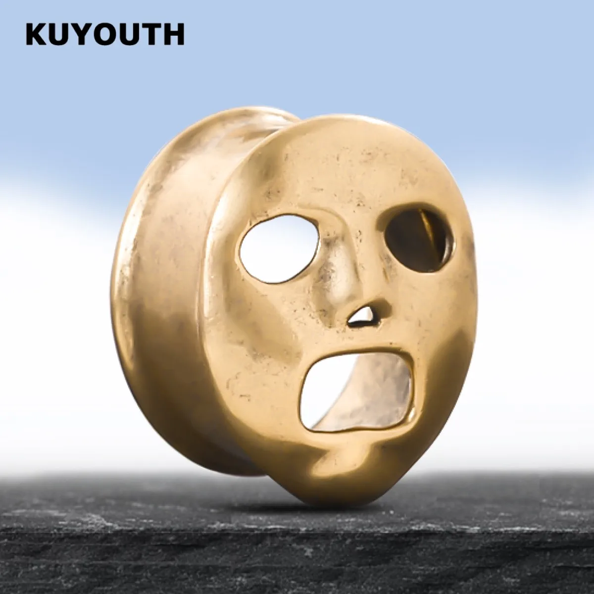 KUYOUTH Ear Expanders Plugs Copper Mask Earring Gauges Stretchers Piercing Body Jewelry 2PCS