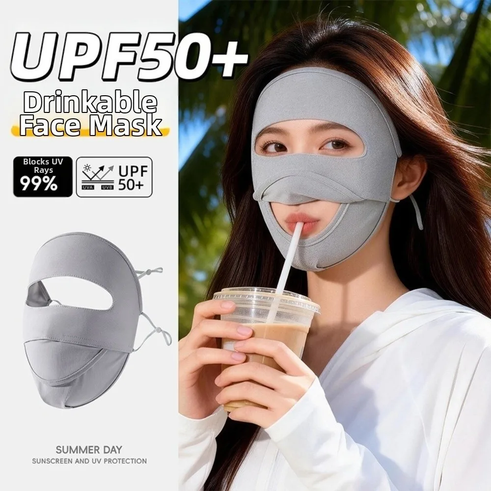 Drinkable Water Design Full-face Sunscreen Mask Moisture-wicking Adjustable UV-resistant Face Mask Breathable Face Bikini