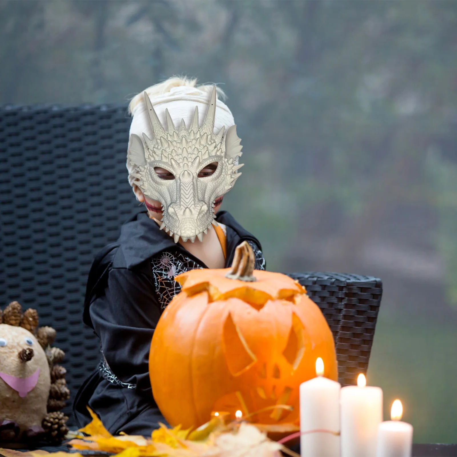 Happy Halloween Horror Dragon Mask Plastic Dragon Face Horrible Masks for Halloween Carnival Christmas Easter Party Decorations