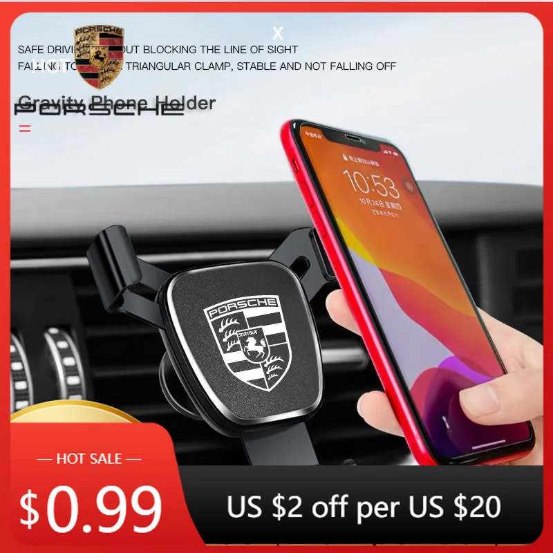 

Car Sticker For Porsche ABS Gravity Car Phone Holder Air Vent GPS Stand Accessories For Porsche Panamera Taycan 911 718 Macan Ca