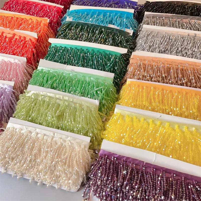 22 Farben Kristall Quasten Perlen Spitzenbesatz. Quaste Spitze Dekoration Schuhe Ornamente Mehrfarbiger hängender Perlenvorhang – Detail 4