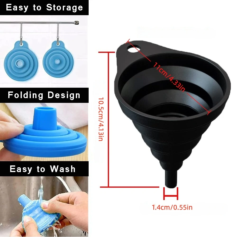 Universal Silicone Foldable Oil Funnels,Multi-Function Change Funnel Oil,Suitable for Filling Engine Oil,Gas,Lubricants,Diesel