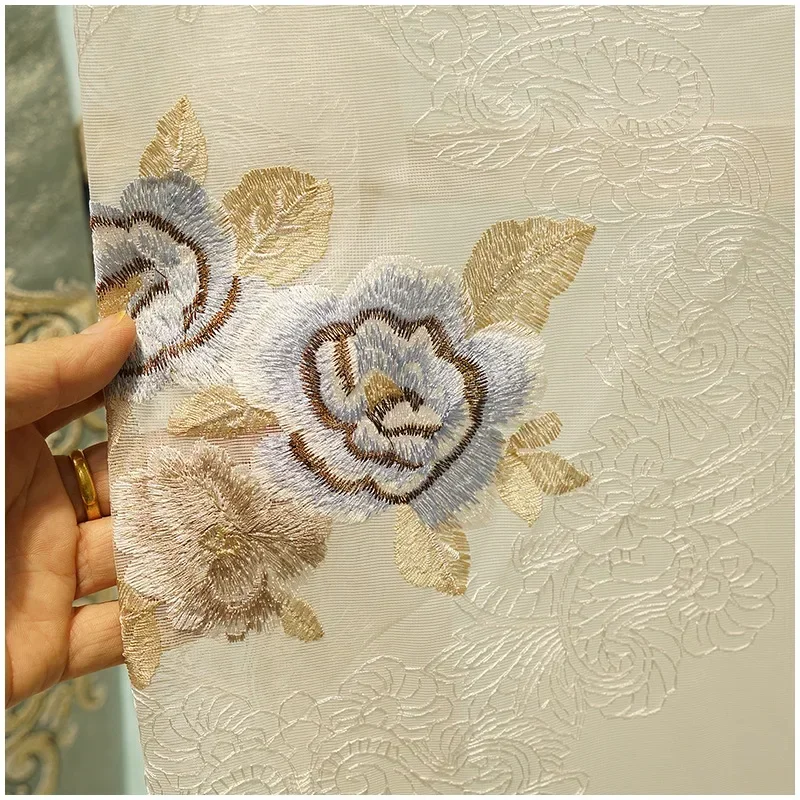 Custom European-Style Curtains For Living Room Bedroom High Shading High Precision Embossed Curtain Roman Curtain Included