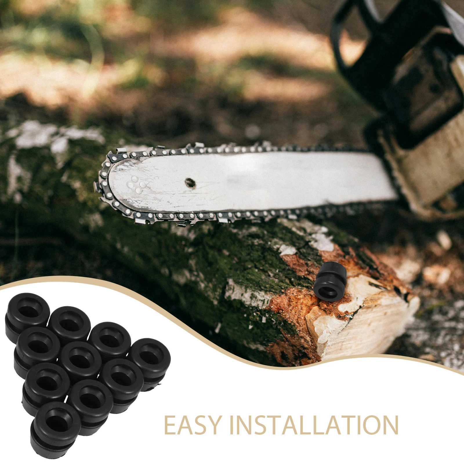 Almofadas de borracha para isolamento de vibração de motosserra, blocos de amortecimento para peças sobressalentes de motosserra com 10 peças