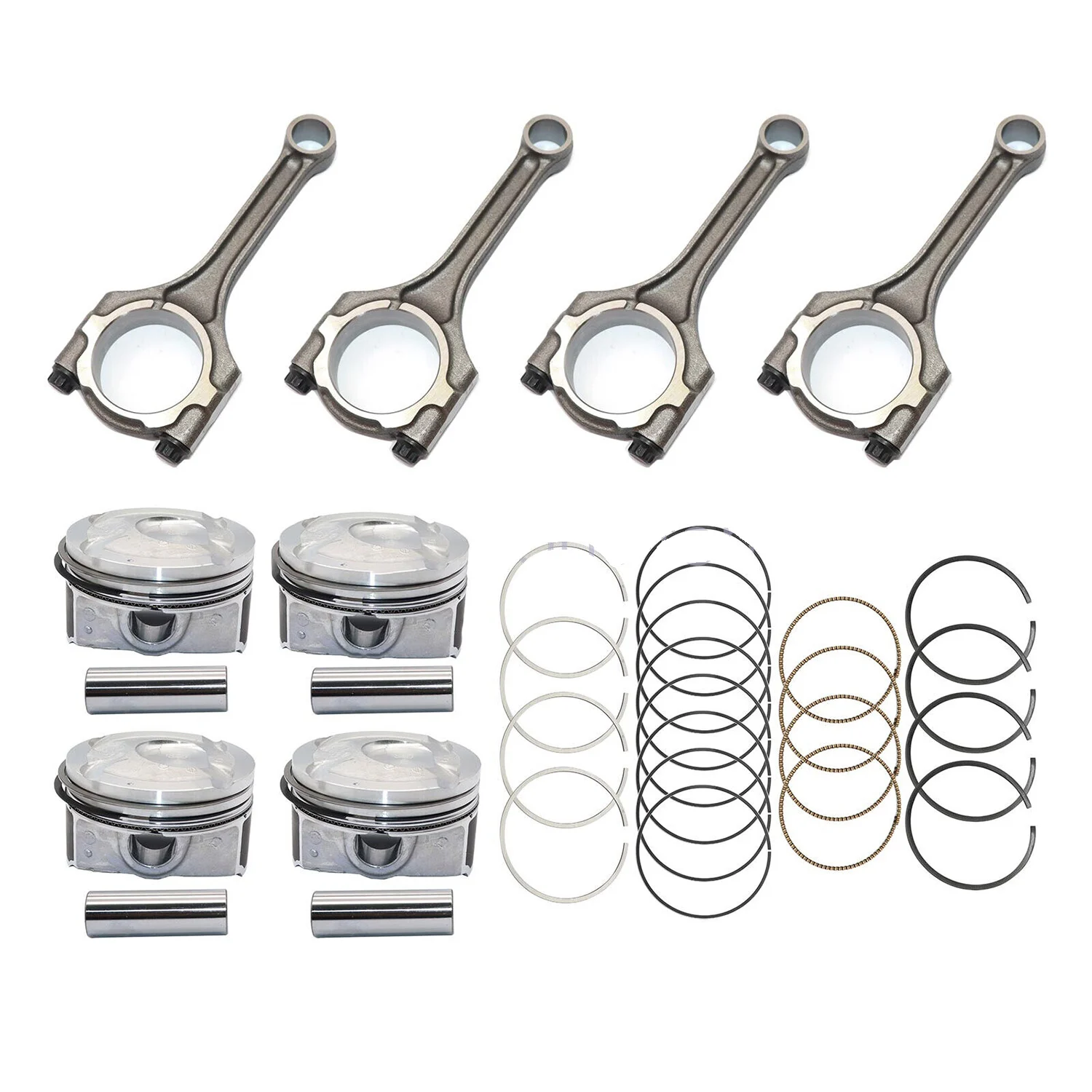 4pc Connecting Rod & Pistons & Ring Kit 23041-2B600 23041-2B610 23041-2B620 for Hyundai KIA Accent Rio 1.6L DOHC 12-16 G4FD G4FC