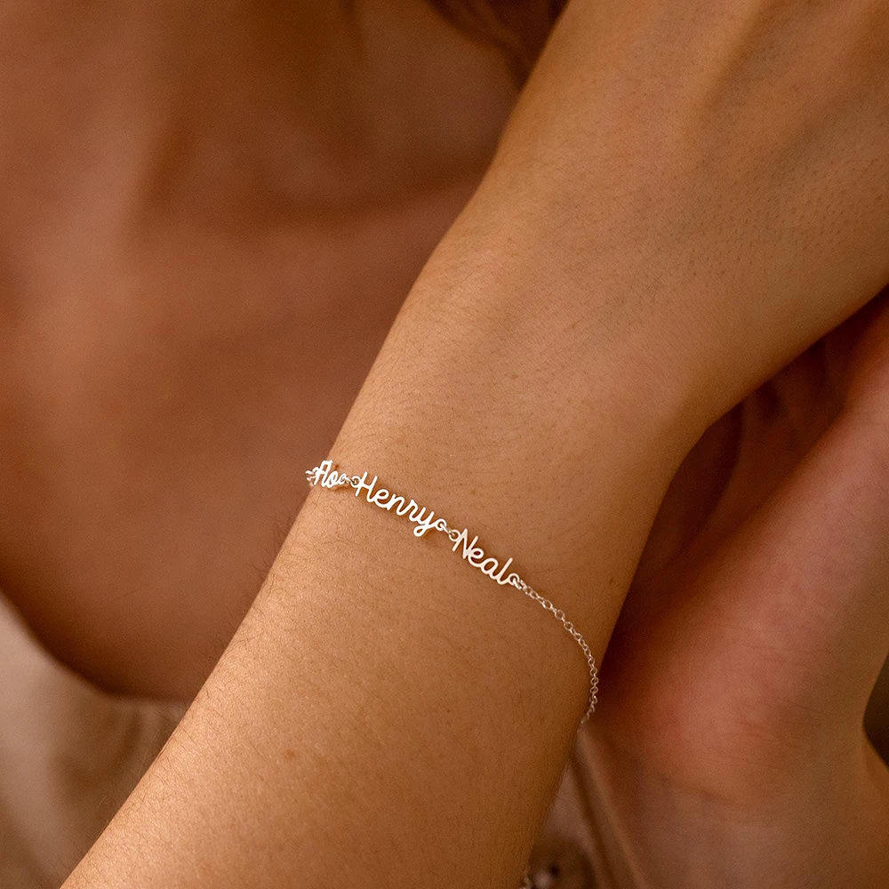 Personalised Name Bracelet Family Name Bracelet Custom Multiple Name Jewelry Gold Bracelet Mom Birthday Gift for Her Christmas