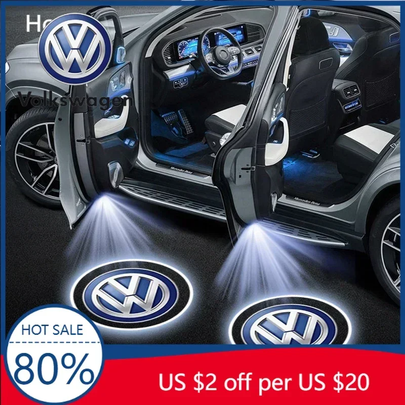 

VW For Volkswagen Car Emblem Wireless Courtesy Lamp Auto Door Welcome Light LED Projector For Volkswagen CC R-Line GTI T5 Golf T